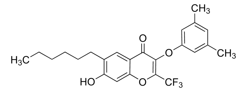 Merck 3-(3,5-Dimethylphenoxy)-6-hexyl-7-hydroxy-2-(trifluoromethyl)-4H-chromen-4-one