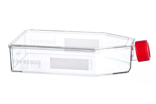 Greiner Bio One CELL CULTURE FLASK, 650 ML, 175 CM², PS,CELLCOAT®, COLLAGEN TYPE 1, RED FILTER SCREW CAP, 5 PCS./BAG