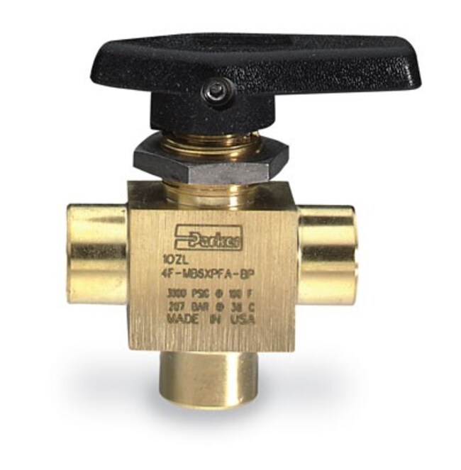 Thermo Fisher Scientific Parker Three-Way Ball Stainless Steel Compression Connection Valve, 1/8 in.