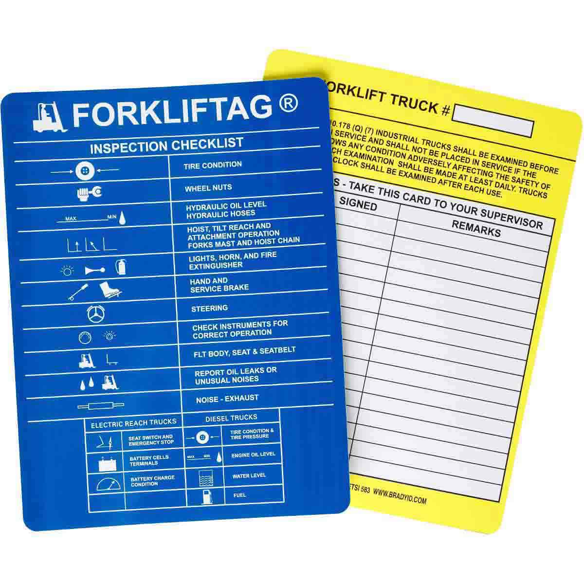 Brady ForkliftTag Inserts:Blue FORKLIFTAG: INSPECTION CHECKLIST | 캐시바이