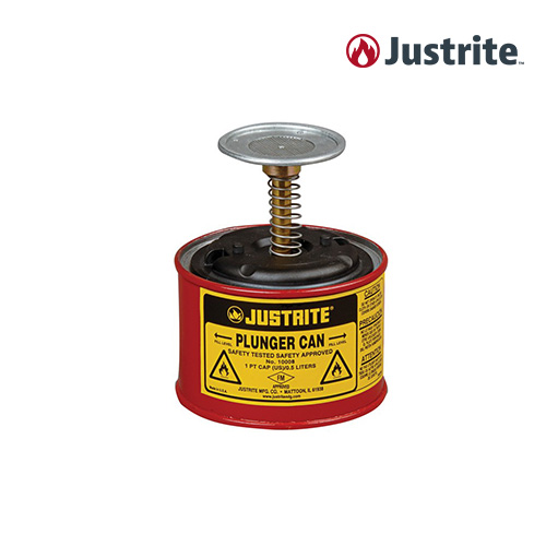 Justrite 10208 / FM인증 Plunger 분주/세척용 안전용기 인화물질 분주용 화염방지망 포함 1.8L (철제/빨강)/OD 184x200mm/1kg[1EA]