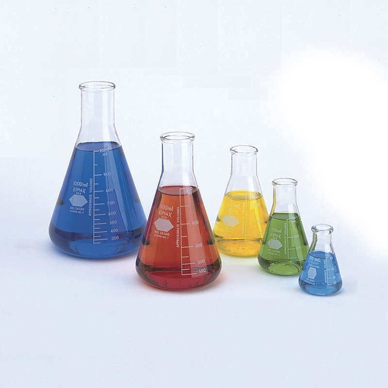 Narrow Mouth Erlenmeyer Flask, Kimble 세구 삼각 플라스크