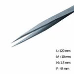 Fine Straight Pointed Tweezer 고정밀 트위저, Rubis,RU-12 Nickel