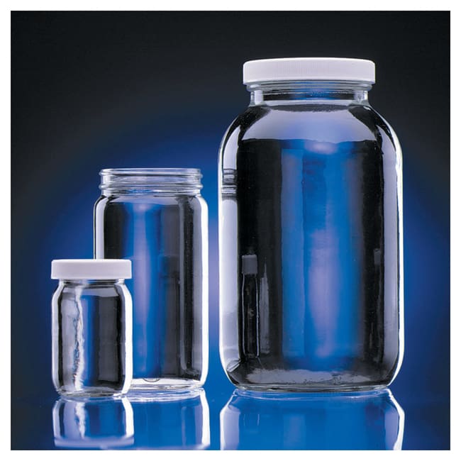 Thermo Fisher Scientific Wheaton Clear Standard Wide-Mouth Bottles: With PTFE-Lined Caps