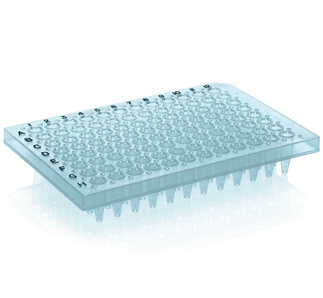 Thermo Fisher Scientific PCR Plate, 96-well, semi-skirted, flat deck, black lettering, blue