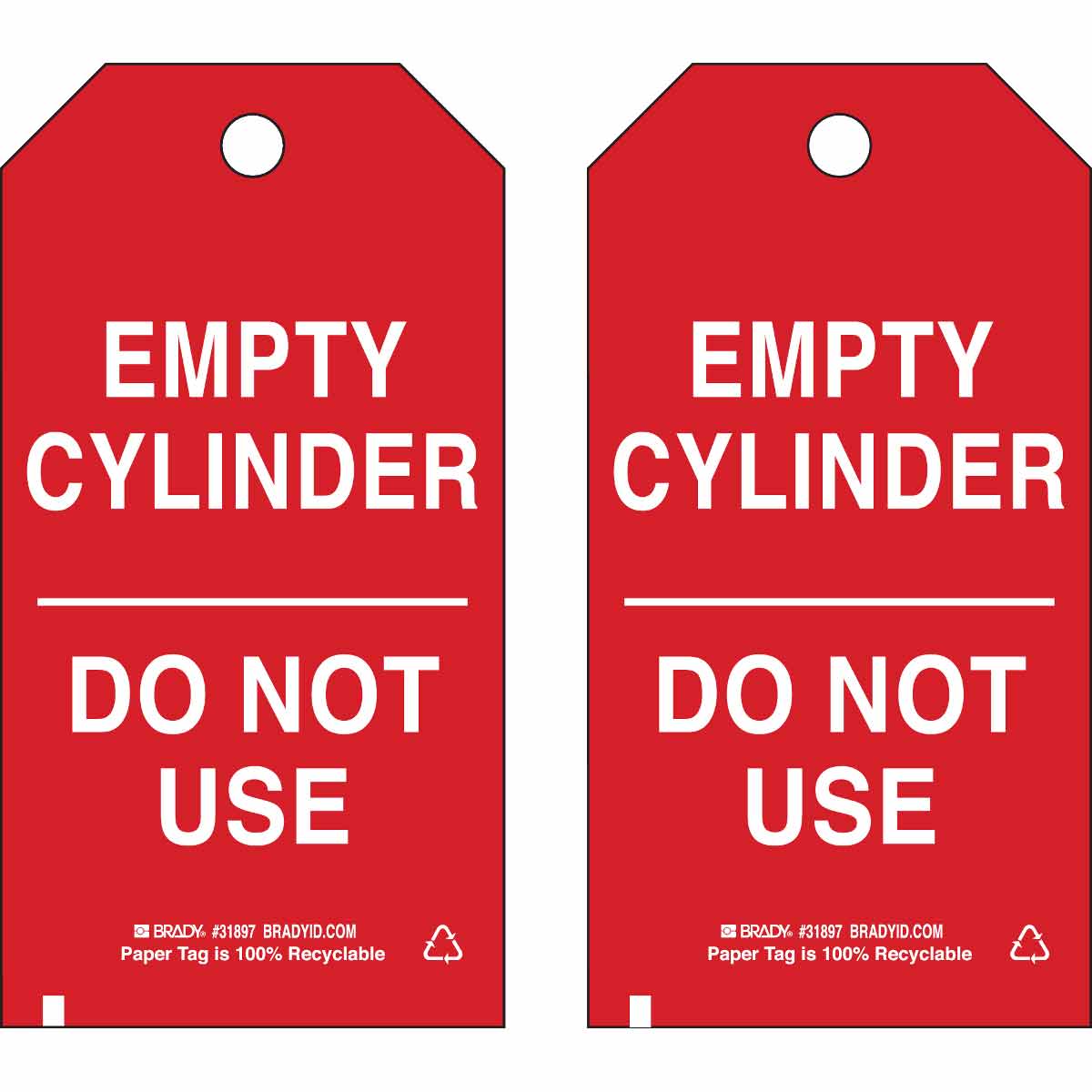 Brady Cylinder Status Tags: EMPTY CYLINDER DO NOT USE | 캐시바이