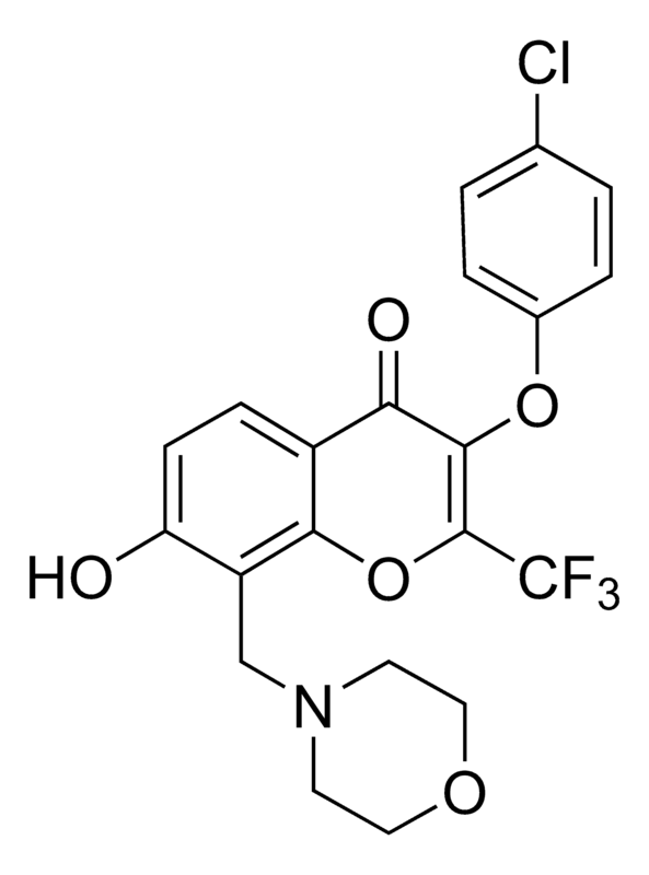 Merck 3-(4-Chlorophenoxy)-7-hydroxy-8-(4-morpholinylmethyl)-2-(trifluoromethyl)-4H-chromen-4-one