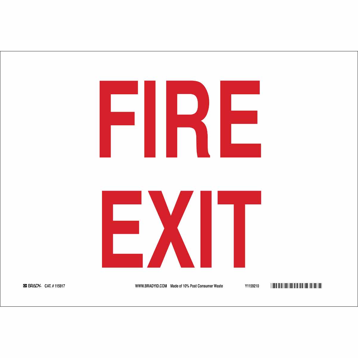 Brady Fire Exit Sign