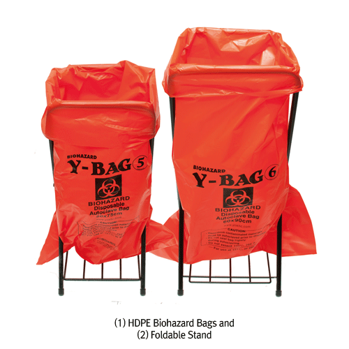 Daihan Science Y & K Biohazard-bag & Stand(HDPE), 20×30cm~60×90cm, t0.07mm<br>For Pollution Pr