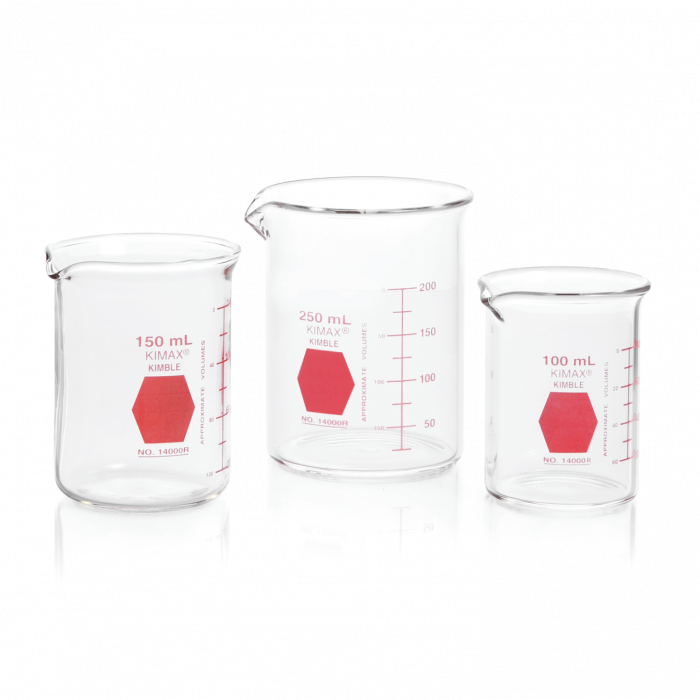 Low Form Griffin Beaker, Kimax단형 유리 비이커, Red Scale