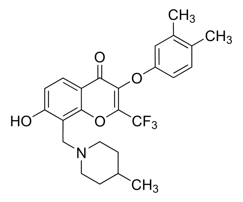 Merck 3-(3,4-Dimethylphenoxy)-7-hydroxy-8-[(4-methyl-1-piperidinyl)methyl]-2-(trifluoromethyl)-4H-chromen-4-one
