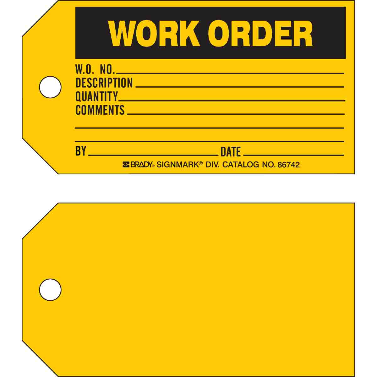Brady WORK ORDER Production Tag