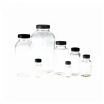 Thermo Fisher Scientific Clear French Square Bottles with Black Phenolic PolyCone Cap