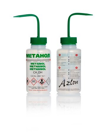 Merck AzlonÂ Multi-Lingual Safety Wash Bottles With Driplok Vapor Venting