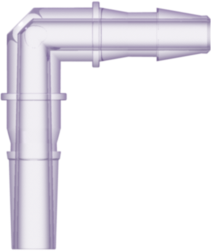 Male Luer to 200 Series Barb Elbow, 1/8` (3.2 mm) ID Tubing (May be used with separate rotating lock ring; FSLLR)