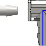 Three-port F Style Manifold with 200 Series Barbs for 3/32` (2.4 mm) ID Tubing