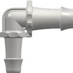 Elbow Reduction Tube Fitting with 500 Series Barbs, 1/2` (12.7 mm) and 3/8` (9.5 mm) ID Tubing