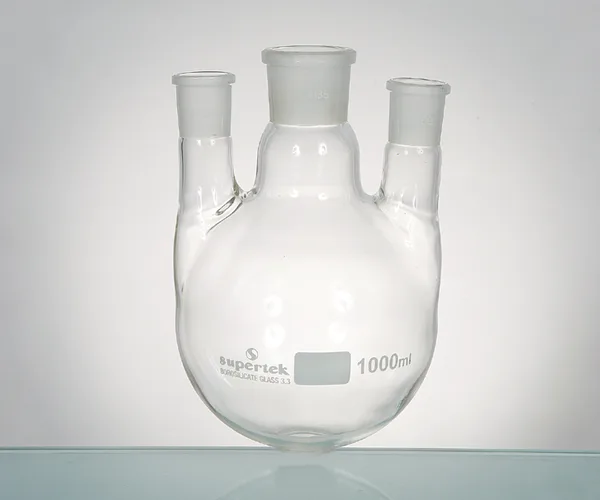Supertek Flask, Round Bottom, Three Necks Parallel