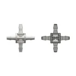 Four-port Cross Style Manifold with 200 Series Barbs for 1/16` (1.6 mm) ID Tubing