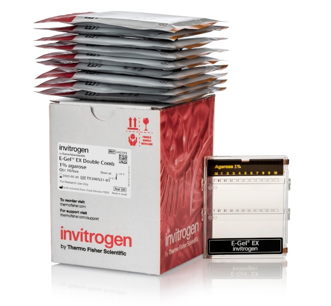 Thermo Fisher Scientific E-Gel EX Double Comb Agarose Gels, 1%, 10 Gels