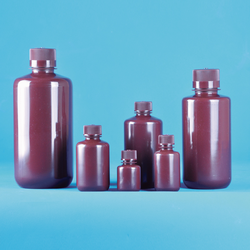 Amber Narrow-Mouth Bottle, HDPE 갈색 HDPE 세구병