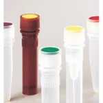 Nalgene PPCO Amber High Profile Closures with Color Coders for Micro Packaging Vials: Sterile, Bulk Pack