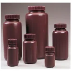 Nalgene Wide-Mouth Opaque Amber HDPE Packaging Bottles with Closure: Bulk Pack
