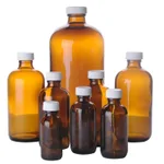 Amber Boston Round Glass Bottles