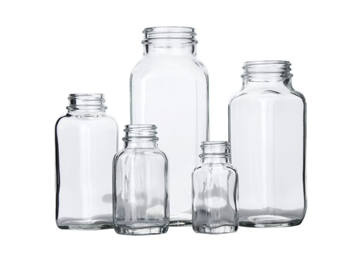 Clear French Square Glass Bottles without Caps